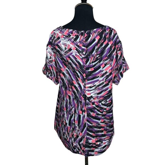 BCBGeneration multicolor print short sleeves high low blouse size Medium - Picture 5 of 11